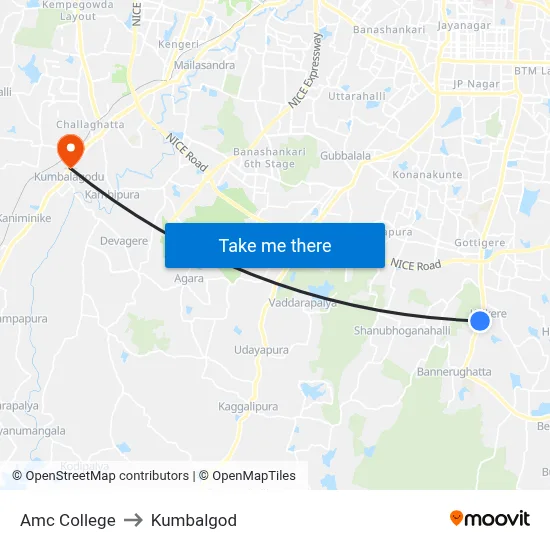 Amc College to Kumbalgod map