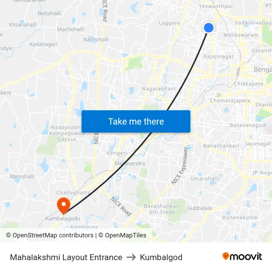 Mahalakshmi Layout Entrance to Kumbalgod map