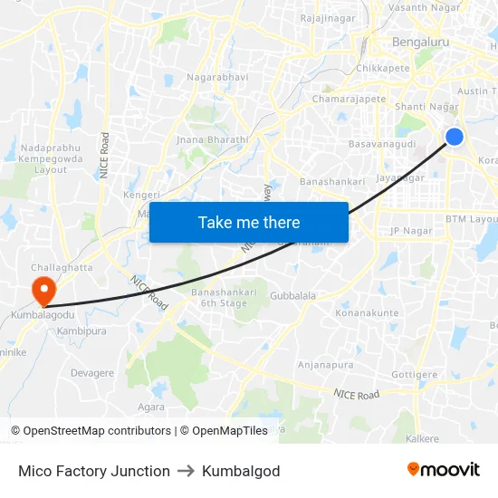 Mico Factory Junction to Kumbalgod map