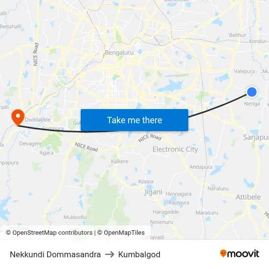 Nekkundi Dommasandra to Kumbalgod map