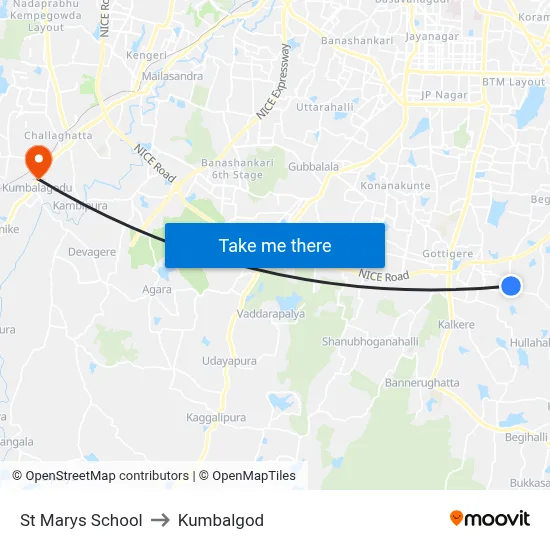 St Marys School to Kumbalgod map