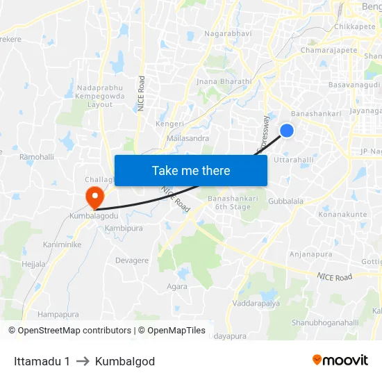 Ittamadu 1 to Kumbalgod map