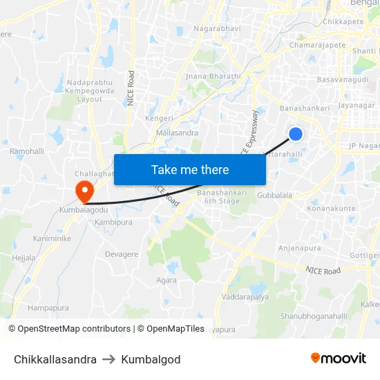 Chikkallasandra to Kumbalgod map