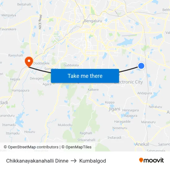 Chikkanayakanahalli Dinne to Kumbalgod map
