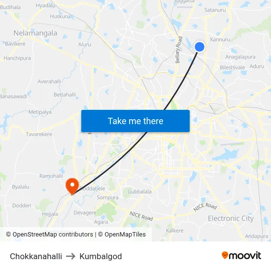 Chokkanahalli to Kumbalgod map