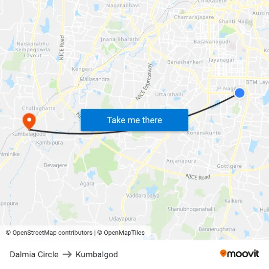 Dalmia Circle to Kumbalgod map