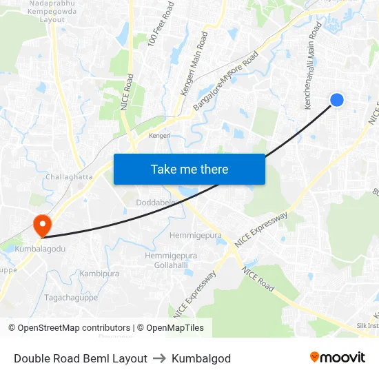 Double Road Beml Layout to Kumbalgod map