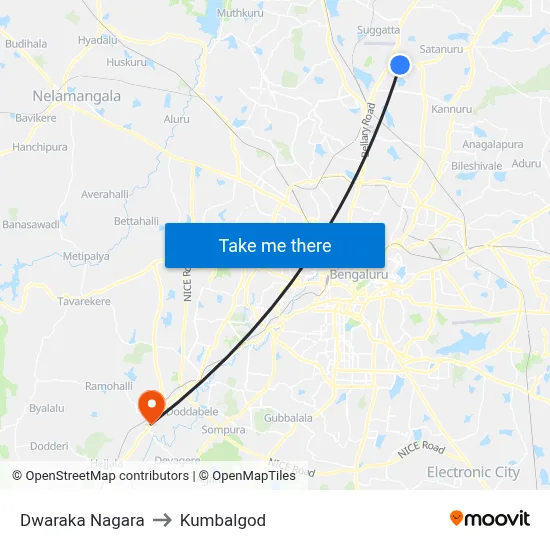 Dwaraka Nagara to Kumbalgod map