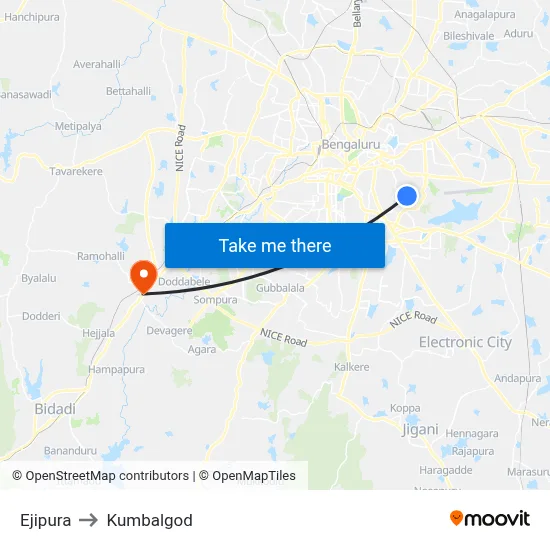 Ejipura to Kumbalgod map