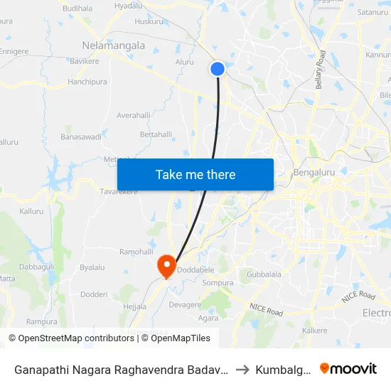 Ganapathi Nagara Raghavendra Badavane to Kumbalgod map