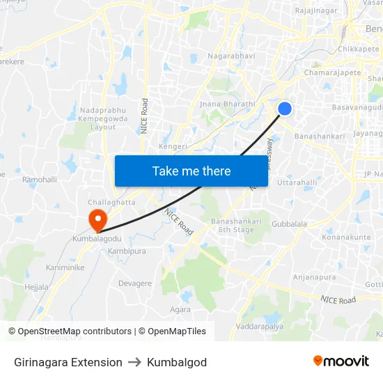 Girinagara Extension to Kumbalgod map