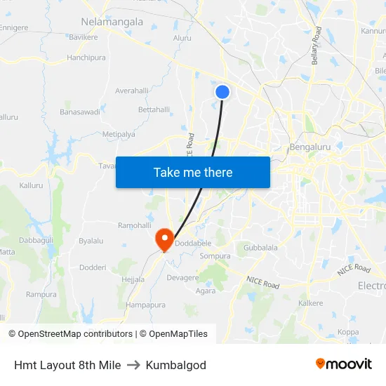 Hmt Layout 8th Mile to Kumbalgod map