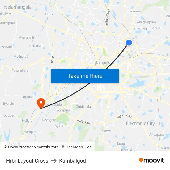 Hrbr Layout Cross to Kumbalgod map