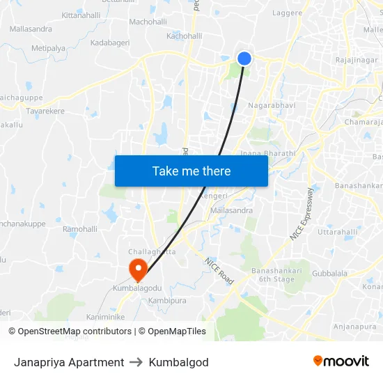 Janapriya Apartment to Kumbalgod map
