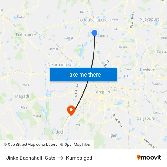 Jinke Bachahalli Gate to Kumbalgod map