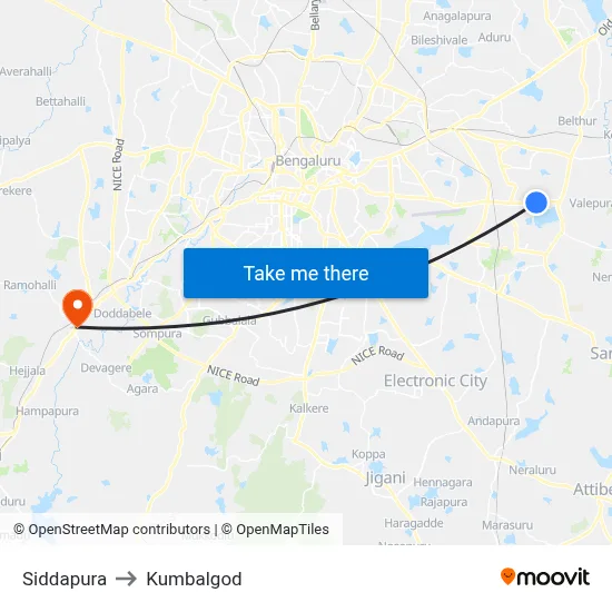 Siddapura to Kumbalgod map