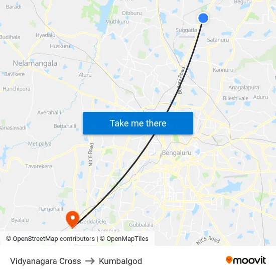 Vidyanagara Cross to Kumbalgod map