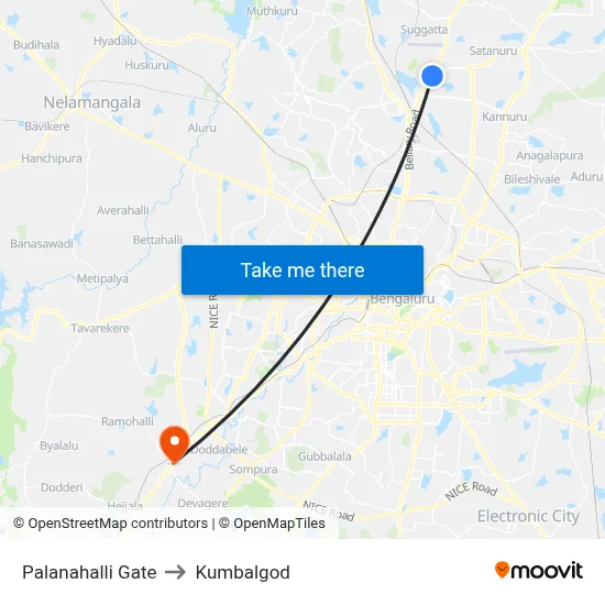 Palanahalli Gate to Kumbalgod map