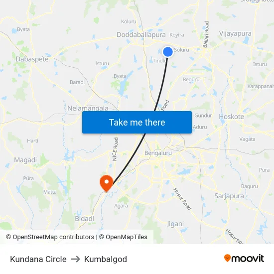 Kundana Circle to Kumbalgod map