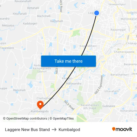 Laggere New Bus Stand to Kumbalgod map
