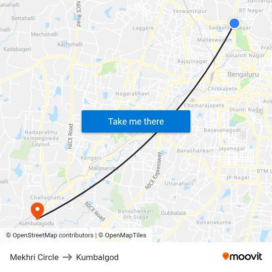 Mekhri Circle to Kumbalgod map