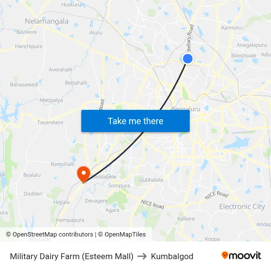 Military Dairy Farm (Esteem Mall) to Kumbalgod map