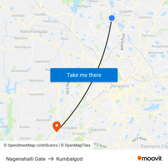 Nagenahalli Gate to Kumbalgod map
