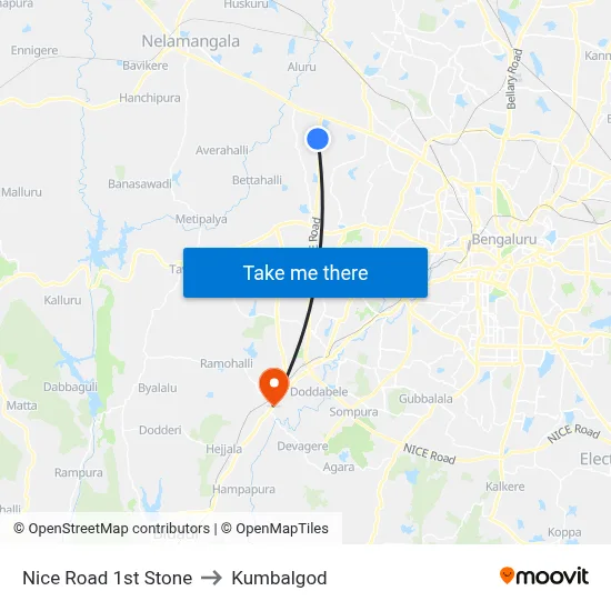 Nice Road 1st Stone to Kumbalgod map