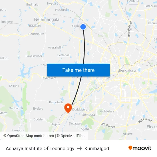 Acharya Institute Of Technology to Kumbalgod map