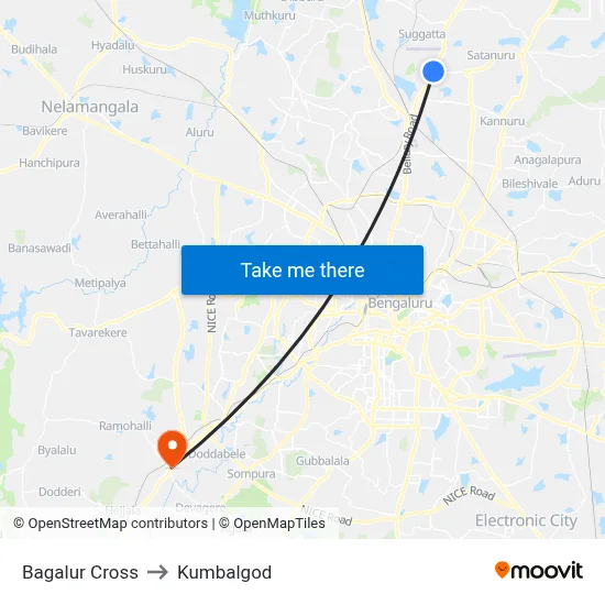 Bagalur Cross to Kumbalgod map