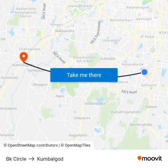 Bk Circle to Kumbalgod map