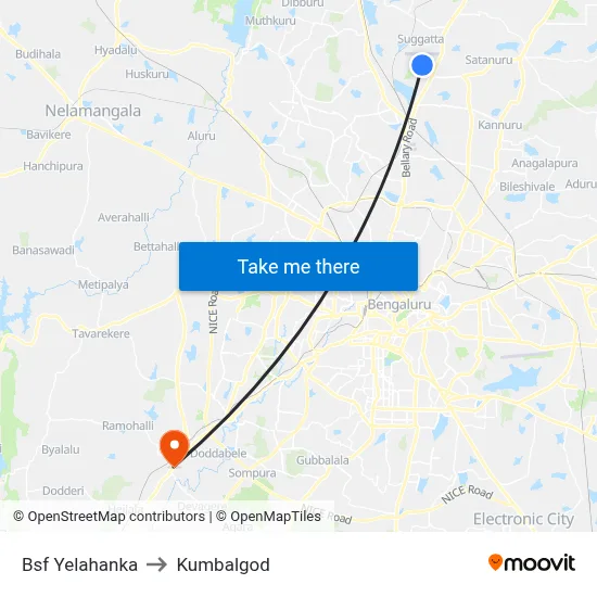 Bsf Yelahanka to Kumbalgod map