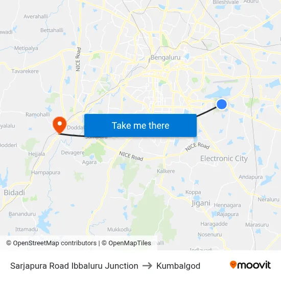 Sarjapura Road Ibbaluru Junction to Kumbalgod map