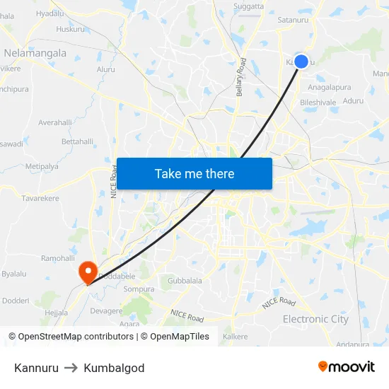 Kannuru to Kumbalgod map