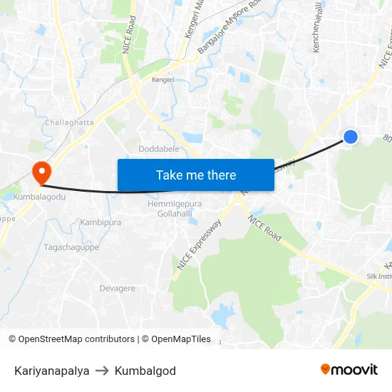 Kariyanapalya to Kumbalgod map