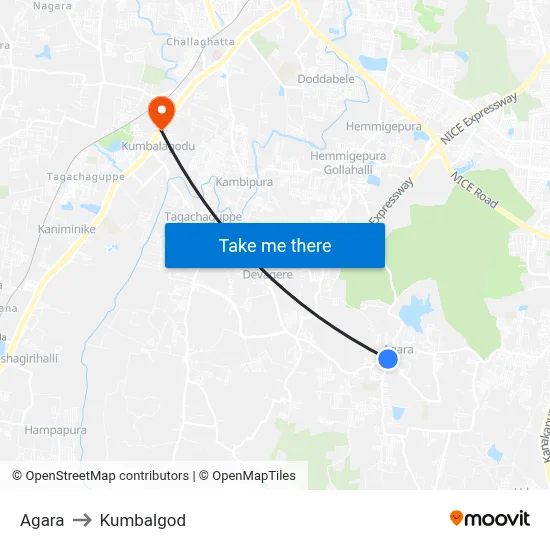Agara to Kumbalgod map