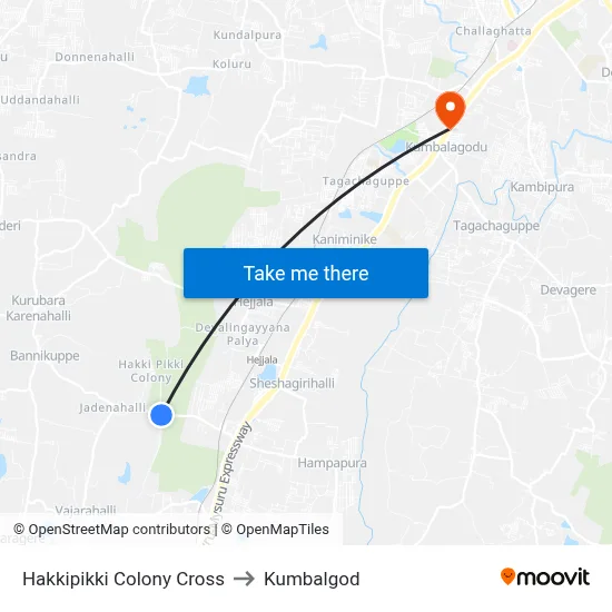 Hakkipikki Colony Cross to Kumbalgod map