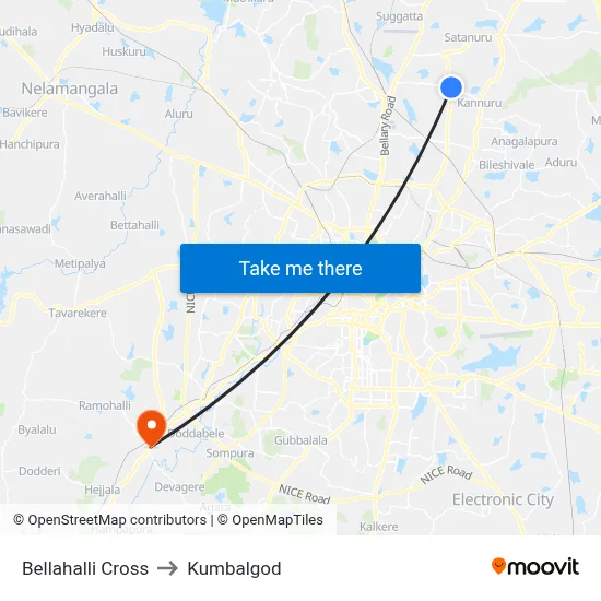 Bellahalli Cross to Kumbalgod map
