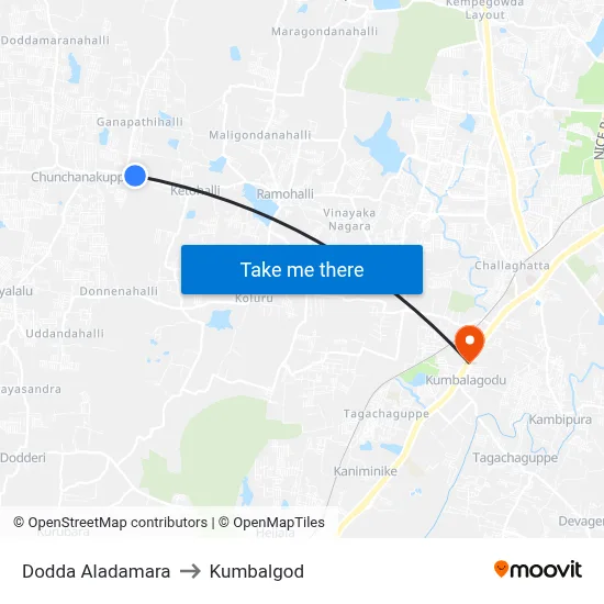 Dodda Aladamara to Kumbalgod map