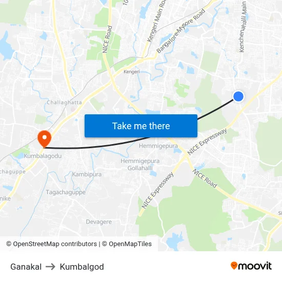 Ganakal to Kumbalgod map