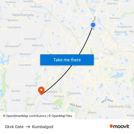 Gkvk Gate to Kumbalgod map