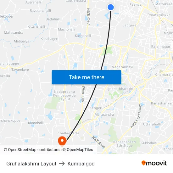 Gruhalakshmi Layout to Kumbalgod map