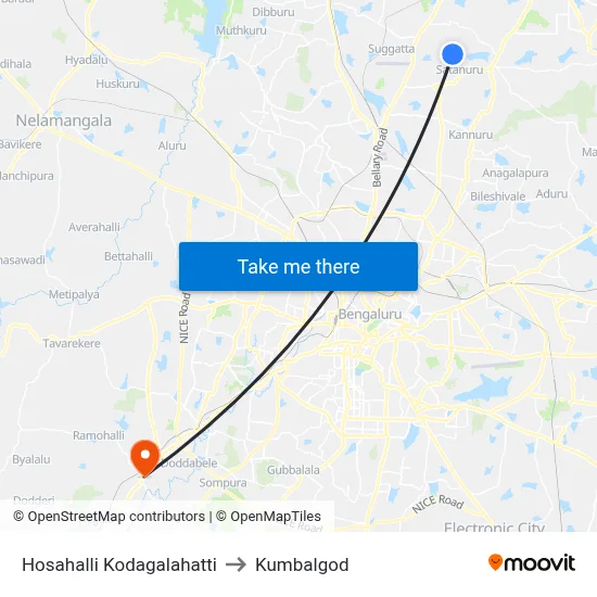 Hosahalli Kodagalahatti to Kumbalgod map