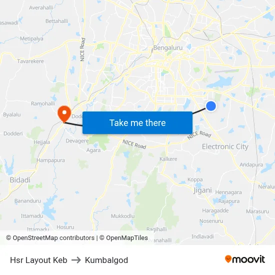 Hsr Layout Keb to Kumbalgod map