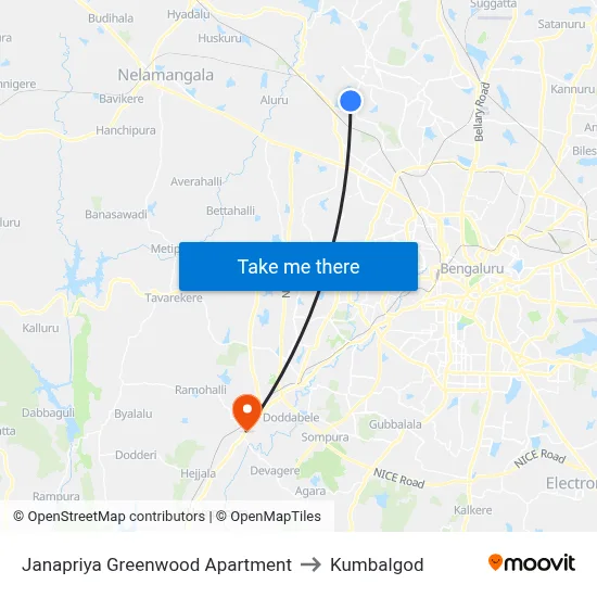Janapriya Greenwood Apartment to Kumbalgod map