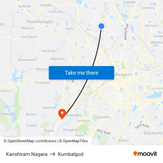 Kanshiram Nagara to Kumbalgod map