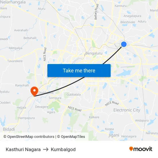 Kasthuri Nagara to Kumbalgod map
