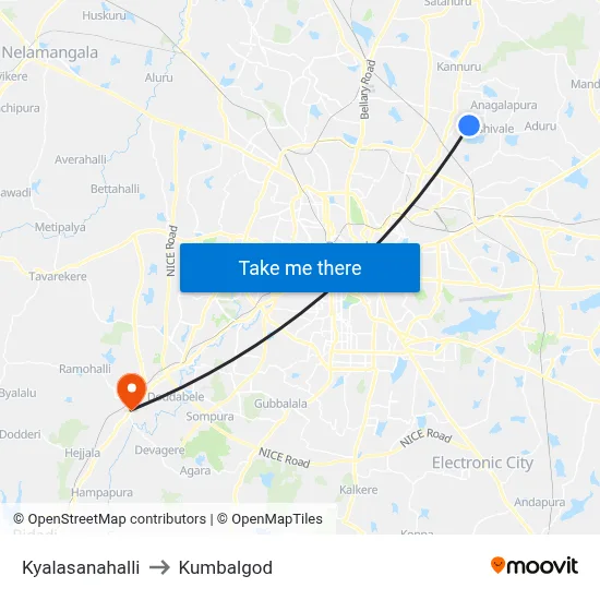 Kyalasanahalli to Kumbalgod map