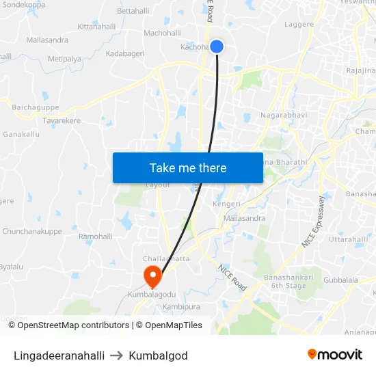 Lingadeeranahalli to Kumbalgod map