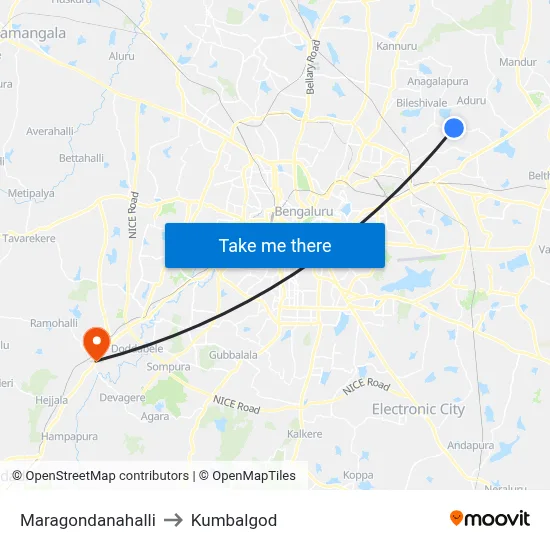Maragondanahalli to Kumbalgod map